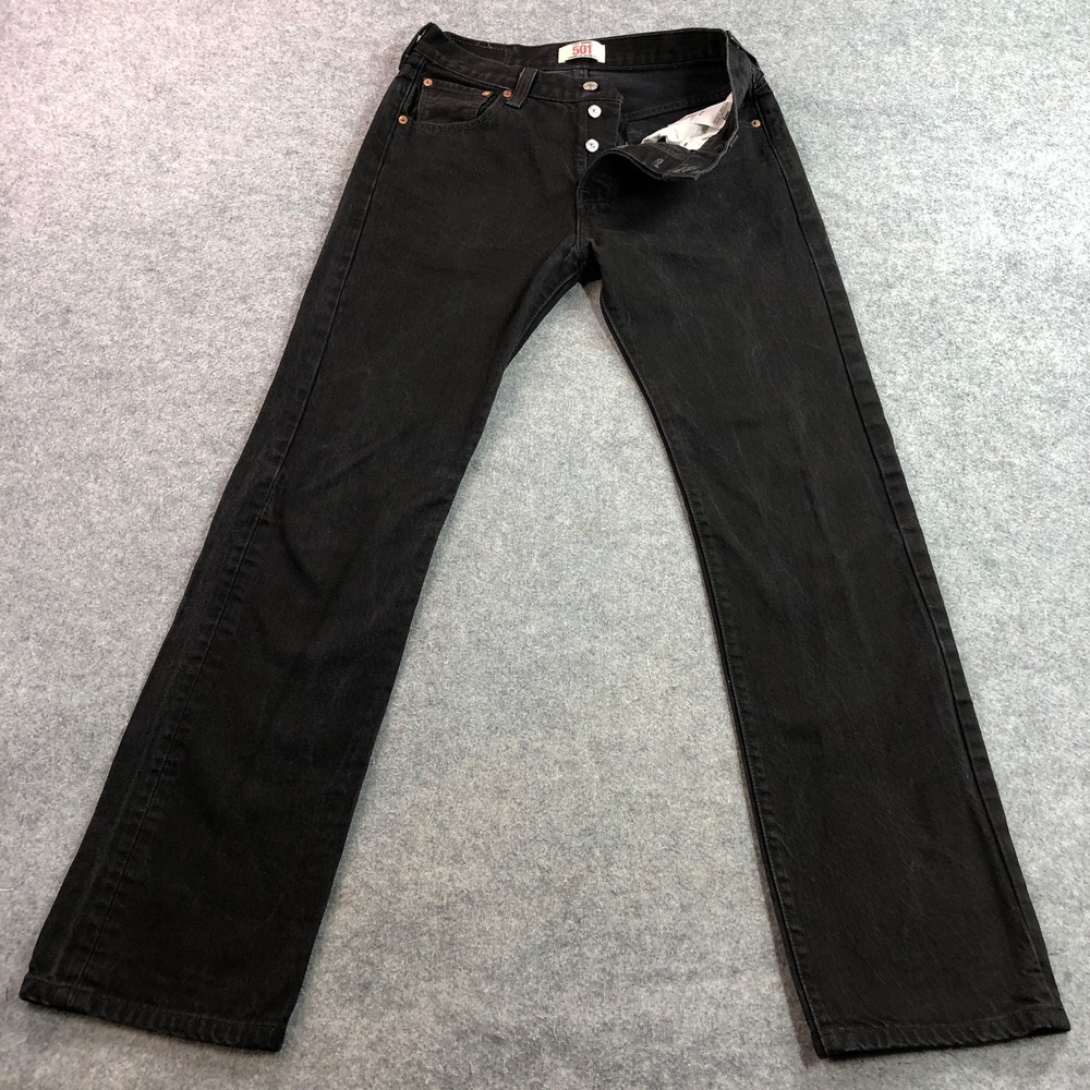 Levi's Mens Vintage 501 Jeans 30x34 Black Straight Fit Button Fly Denim